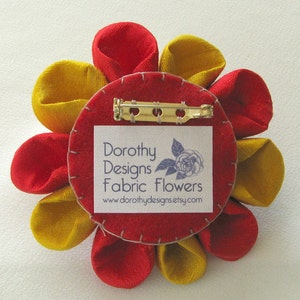 San Francisco 49ers Red and Gold Silk Kanzashi Flower Pin with Logo Button Lapel Pin image 4