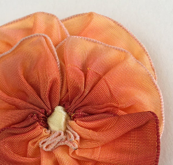 Orange Pansy Hair Clip French Ombre Ribbon Small 
