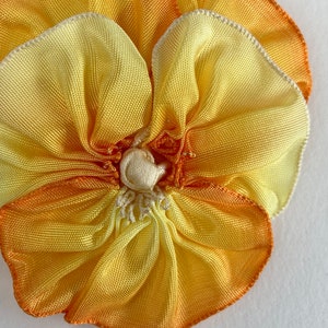 Warm Yellow Vintage French Ombre Ribbon Pansy Brooch Handmade image 4
