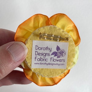 Warm Yellow Vintage French Ombre Ribbon Pansy Brooch Handmade image 5