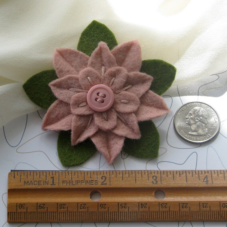 Small Blush Pink Wool Blend Felt Flower Pin Etsy