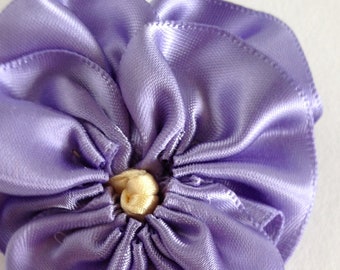Silk Satin Pansy Brooch - Ribbon Flower Pin - Easter Boutonniere