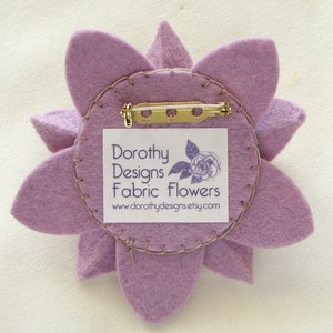 Yellow and Lilac Felt Flower Pin with Vintage Button Easter image 4