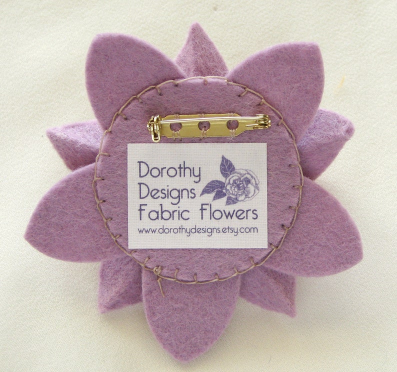 Yellow and Lilac Felt Flower Pin with Vintage Button Easter image 4