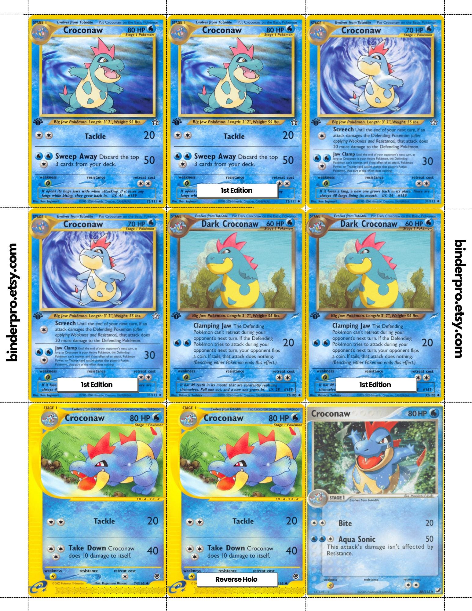 Croconaw (english & Japanese) Master Set With Checklist | Pokémon