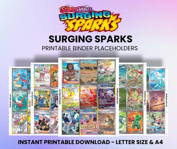 Surging Sparks | Pokmon Printable Placeholders for Binder - Etsy