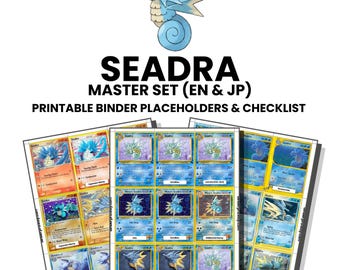 Seadra (English & Japanese) Master Set with Checklist | Pokémon Printable Placeholders for Binder