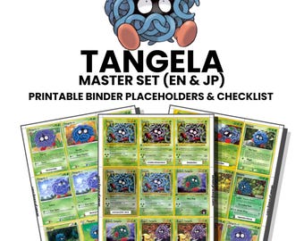 Tangela (English & Japanese) Master Set with Checklist | Pokémon Printable Placeholders for Binder