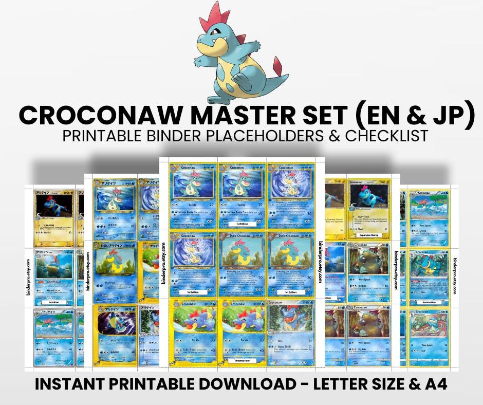 totorinページ Croconaw (english & Japanese) Master Set With Checklist | Pokémon