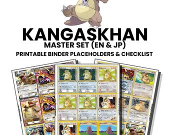 Kangaskhan (English & Japanese) Master Set with Checklist | Pokémon Printable Placeholders for Binder