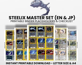 Steelix (English & Japanese) Master Set with Checklist | Pokémon Printable Placeholders for Binder