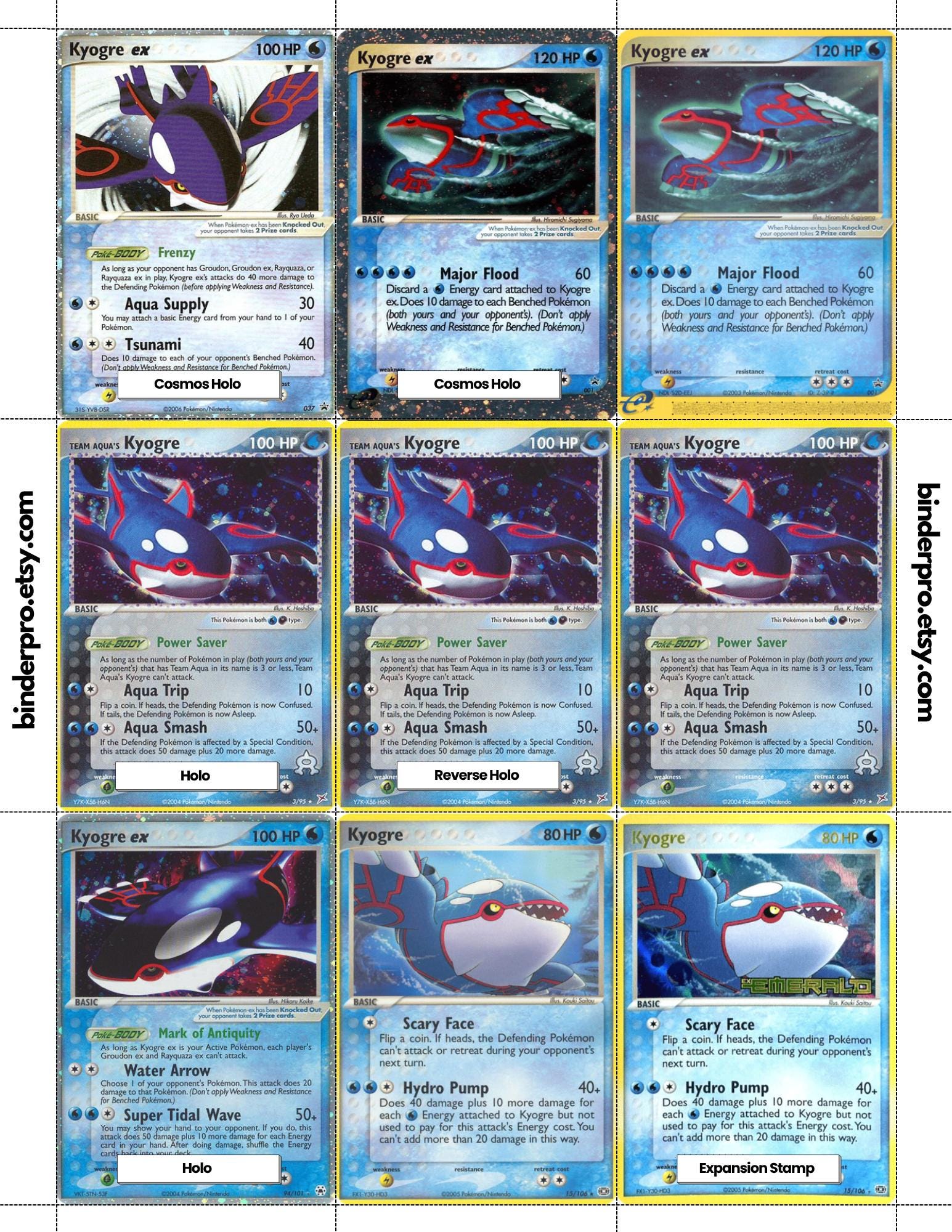 Kyogre (english & Japanese) Master Set With Checklist | Pokémon