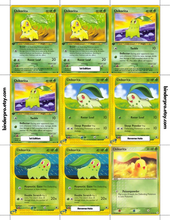 Chikorita (english & Japanese) Master Set With Checklist | Pokémon