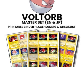 Voltorb (English & Japanese) Master Set with Checklist | Pokémon Printable Placeholders for Binder