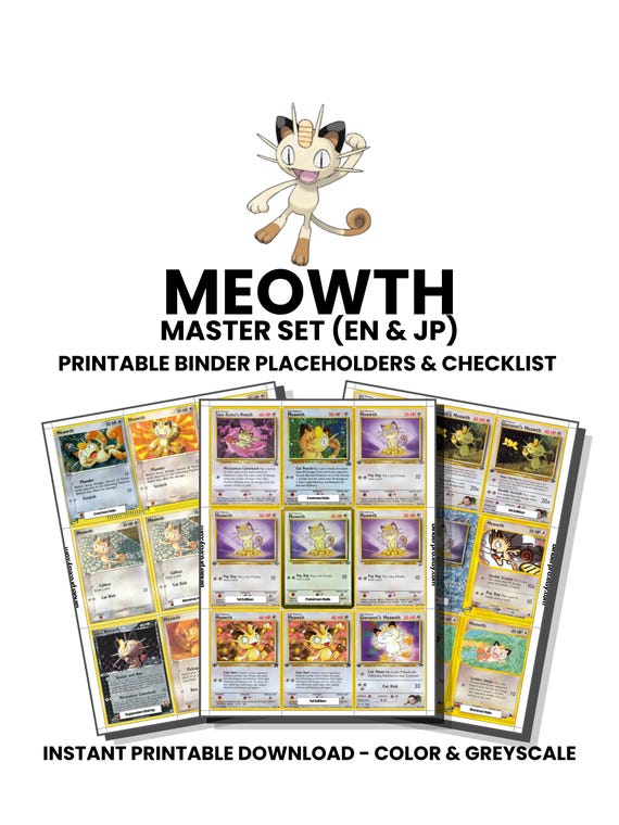 Meowth (english & Japanese) Master Set With Checklist | Pokémon
