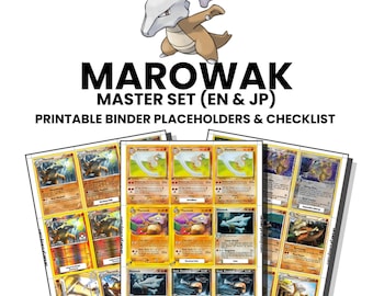 Marowak (English & Japanese) Master Set with Checklist | Pokémon Printable Placeholders for Binder