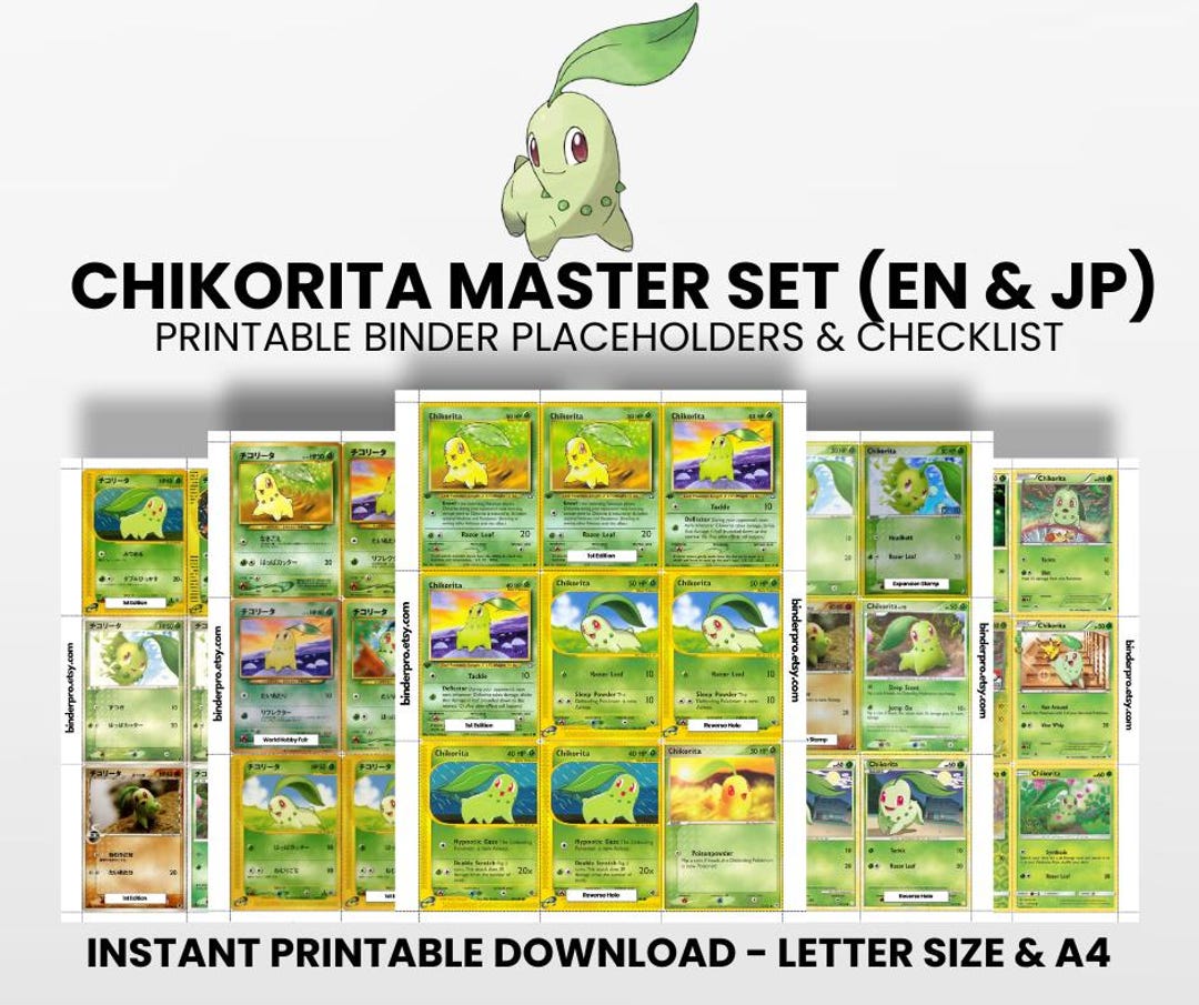 Chikorita (english & Japanese) Master Set With Checklist | Pokémon
