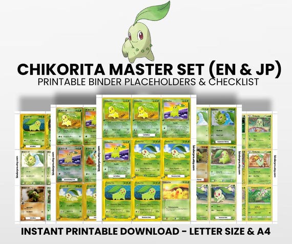 Chikorita (english & Japanese) Master Set With Checklist | Pokémon
