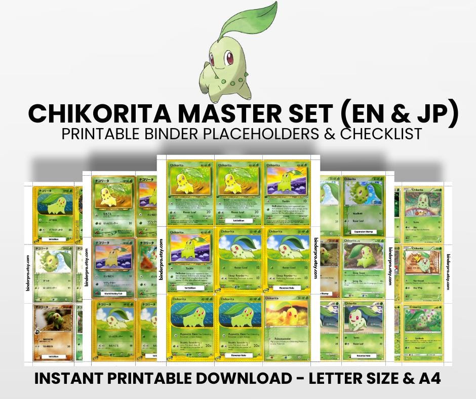Chikorita (english & Japanese) Master Set With Checklist | Pokémon