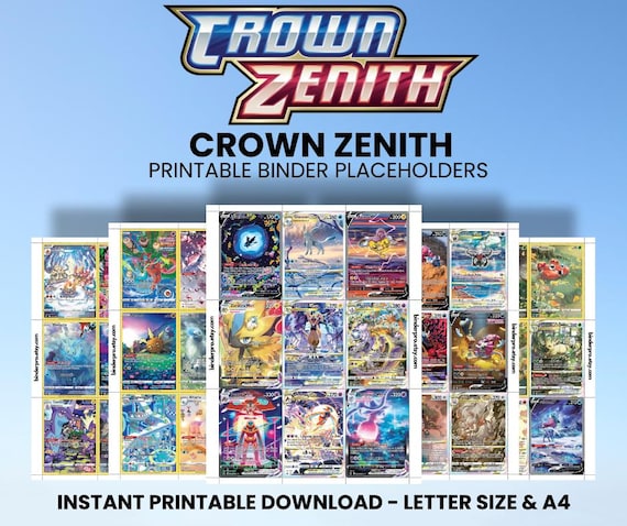Crown Zenith | Pokmon Printable Placeholders for Binder - Etsy