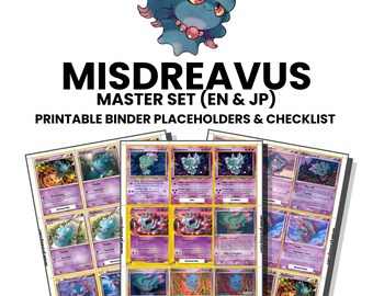 Misdreavus (English & Japanese) Master Set with Checklist | Pokémon Printable Placeholders for Binder