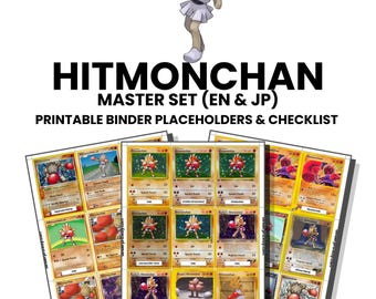 Hitmonchan (English & Japanese) Master Set with Checklist | Pokémon Printable Placeholders for Binder