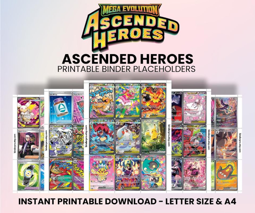 Ascended Heroes | Pokémon Printable Placeholders for Binder - Etsy