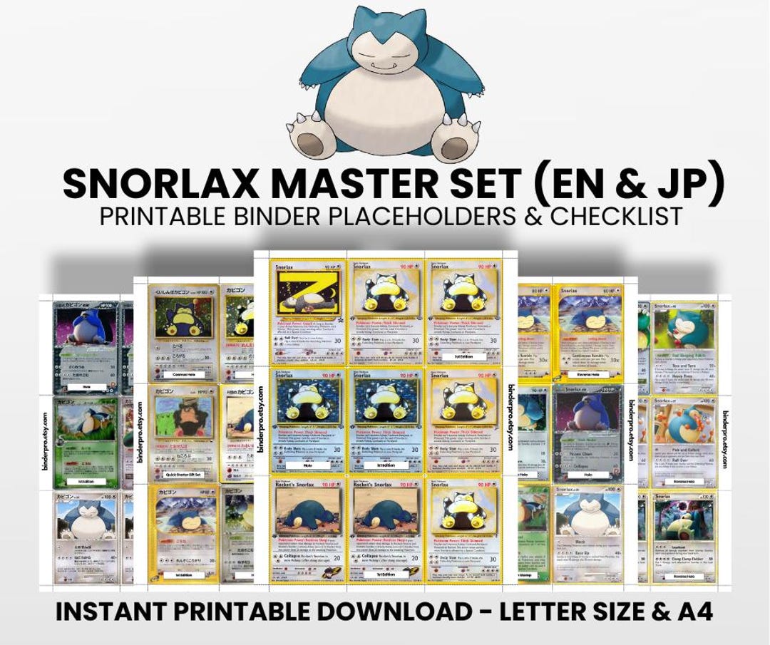Snorlax (english & Japanese) Master Set With Checklist | Pokémon