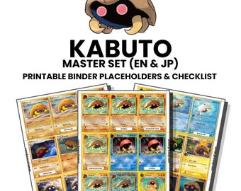 Kabuto (English & Japanese) Master Set with Checklist | Pokémon Printable Placeholders for Binder