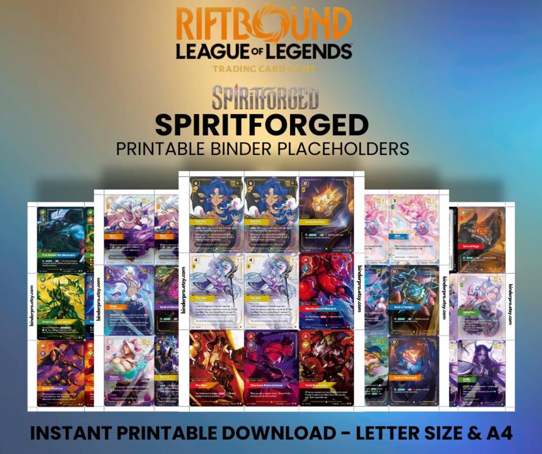 Spiritforged | Riftbound TCG Printable Placeholders for Binder - Etsy