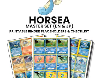 Horsea (English & Japanese) Master Set with Checklist | Pokémon Printable Placeholders for Binder