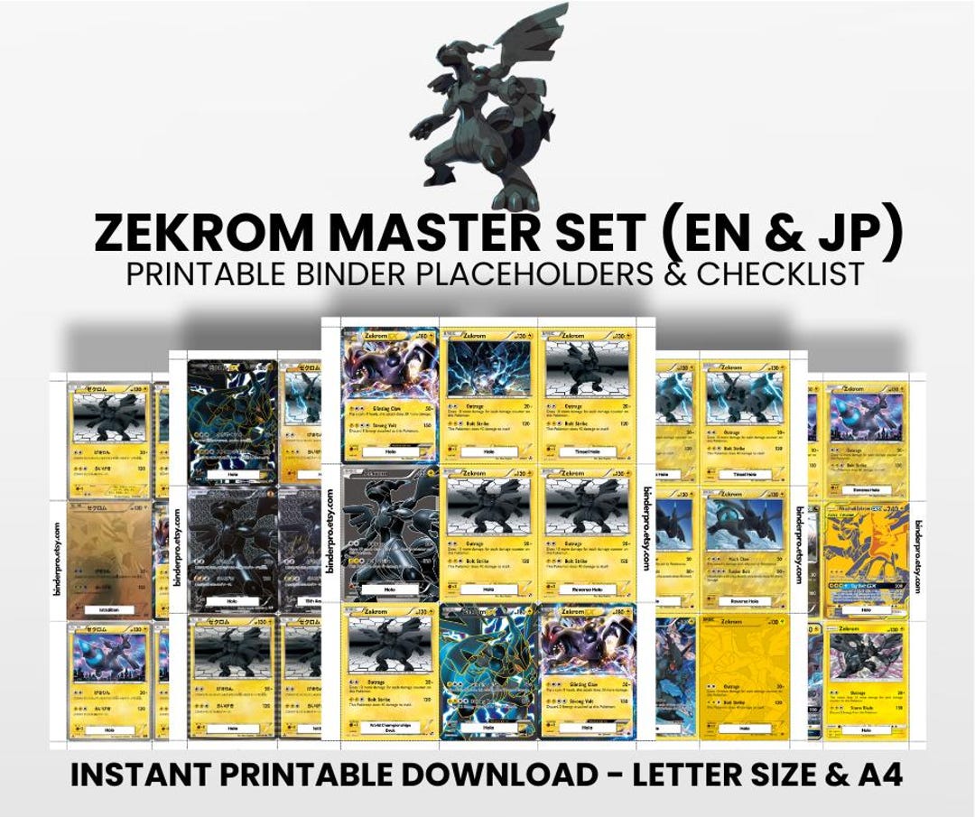 Zekrom (english & Japanese) Master Set With Checklist | Pokémon