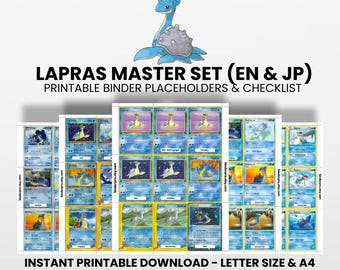 Lapras (English & Japanese) Master Set with Checklist | Pokémon Printable Placeholders for Binder