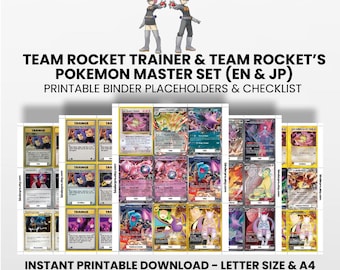 Team Rocket Trainer + Pokémon (English & Japanese) Master Set with Checklist | Pokémon Printable Placeholders for Binder