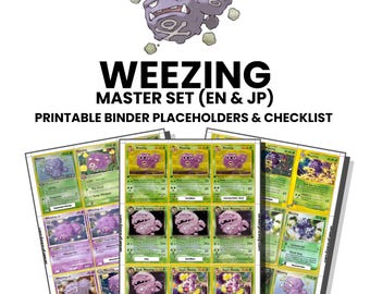 Weezing (English & Japanese) Master Set with Checklist | Pokémon Printable Placeholders for Binder