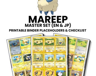 Mareep (English & Japanese) Master Set with Checklist | Pokémon Printable Placeholders for Binder