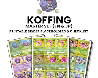 Koffing (English & Japanese) Master Set with Checklist | Pokémon Printable Placeholders for Binder
