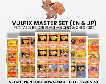 Vulpix (English & Japanese) Master Set with Checklist | Pokémon Printable Placeholders for Binder