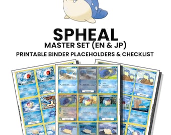 Spheal (English & Japanese) Master Set with Checklist | Pokémon Printable Placeholders for Binder