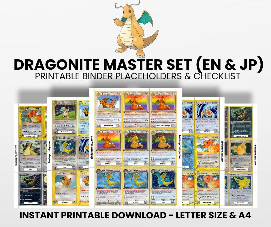 Dragonite (english & Japanese) Master Set With Checklist | Pokémon