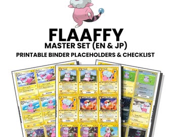 Flaaffy (English & Japanese) Master Set with Checklist | Pokémon Printable Placeholders for Binder