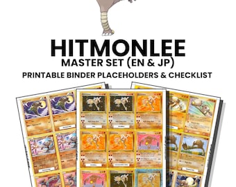 Hitmonlee (English & Japanese) Master Set with Checklist | Pokémon Printable Placeholders for Binder