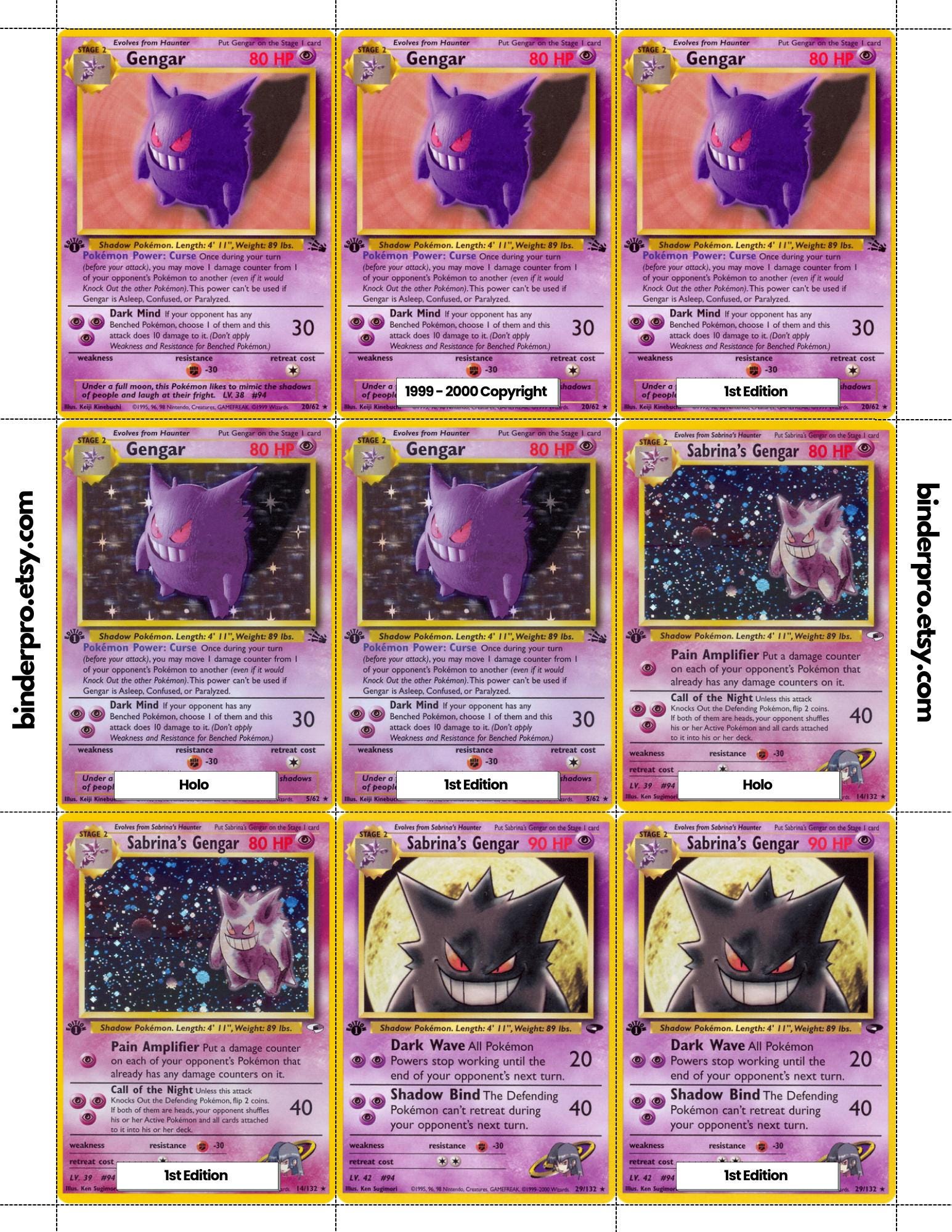 Gengar (english & Japanese) Master Set With Checklist | Pokémon