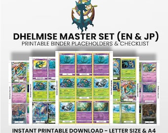 Dhelmise (English & Japanese) Master Set with Checklist | Pokémon Printable Placeholders for Binder