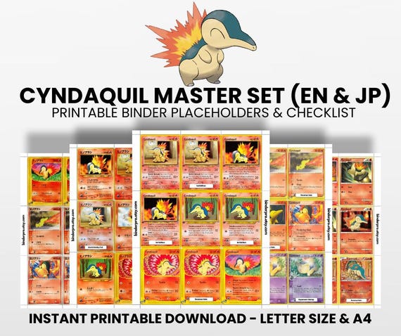 Cyndaquil (english & Japanese) Master Set With Checklist | Pokémon