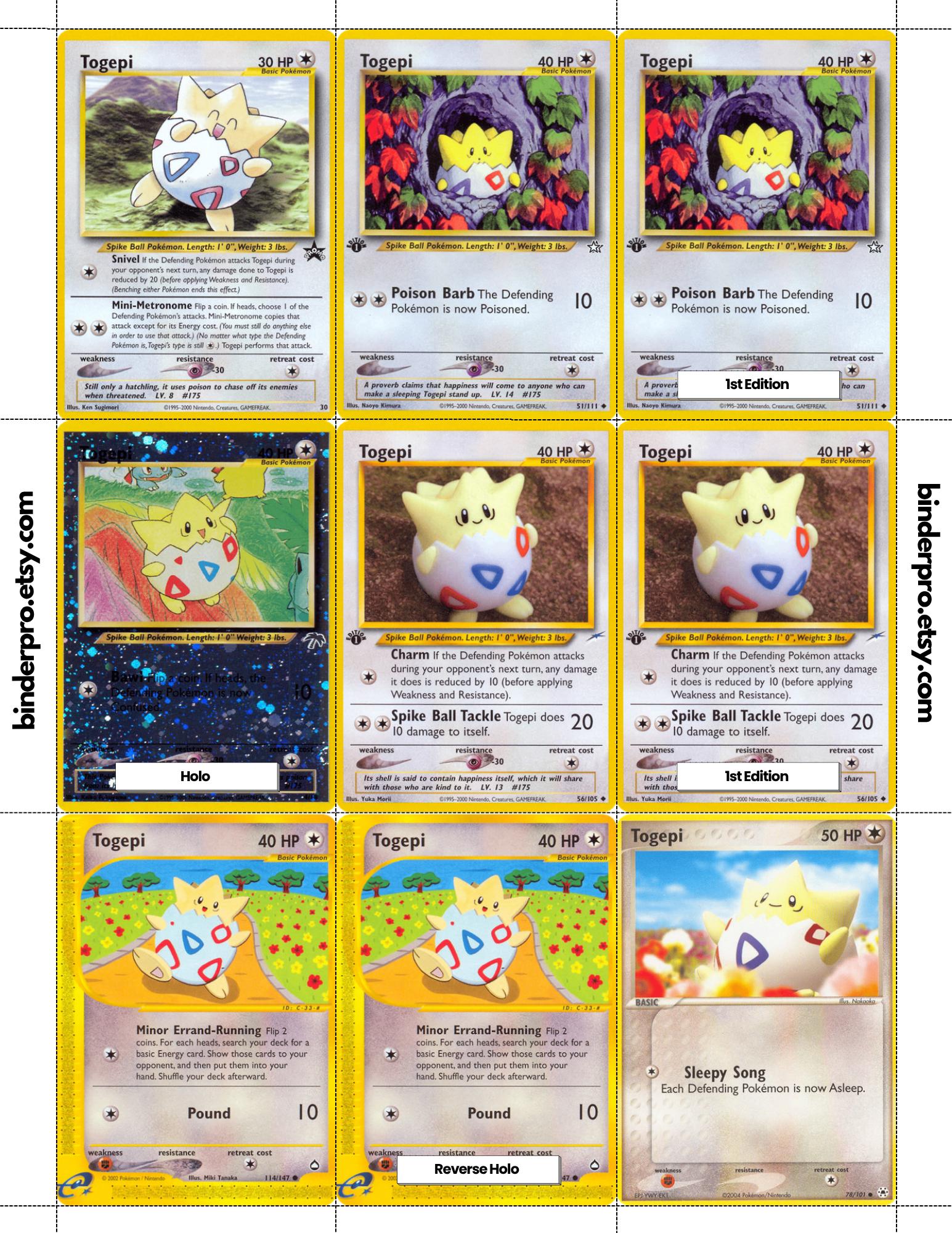Tohji popyours トレカ Togepi (english & Japanese) Master Set With Checklist | Pokémon