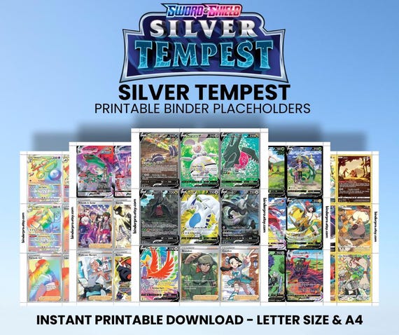 Silver Tempest | Pokmon Printable Placeholders for Binder - Etsy Silver Tempest | Pokmon Printable Placeholders for Binder - Etsy