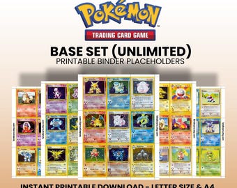 Base Set - Unlimited (English) | Pokémon Printable Placeholders for Binder