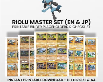 Riolu (English & Japanese) Master Set with Checklist | Pokémon Printable Placeholders for Binder