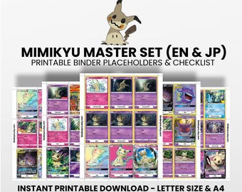 Mimikyu (English & Japanese) Master Set with Checklist | Pokémon Printable Placeholders for Binder